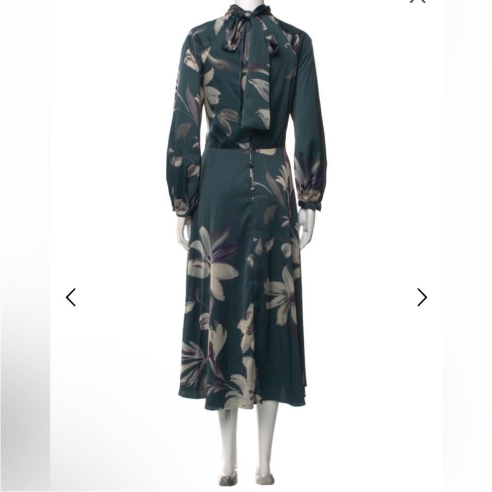 Teri Jon BY Rickie Freeman Chic Floral Midi Dress with Tie Neck Size 10 - Picture 4 of 10